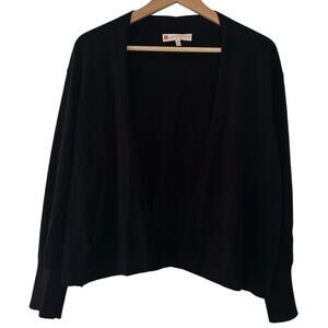 Jude Connally Priscilla Black Cropped Cardigan Size Large 100% Pima Cotton Fall
